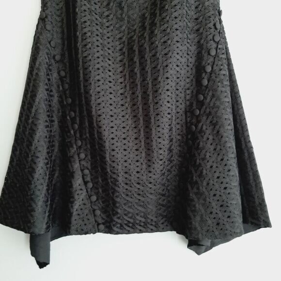 C/MEO / Collective Silver Bells Woven Texture Midi Length Skirt Black Sz M - Picture 5 of 16